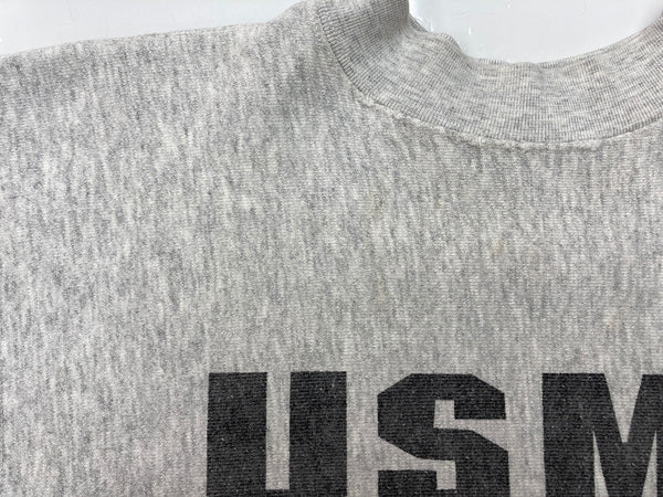 ミリタリー Military 80s 80年代~ USMA BISTEX 染み込み アメリカ軍 USA製 サイドリブ 灰色 スウェット プリント グレー Lサイズ 104MT-2255