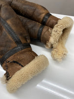 アビレックス AVIREX B-3 MOUTON FLIGHT JACKET ムートン フライト ジャケット ボア ジップアップ 軍物 アウター 茶 33H5595 サイズ 36 ジャケット 無地 ブラウン 104MT-1713