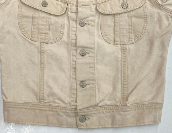 ダブルアールエル RRL 90s TRUCKER WORK JACKET トラッカー ワーク ジャケット 三ツ星タグ USA製 Ralph Lauren 薄茶 ジャケット 無地 ベージュ Sサイズ 104MT-1349