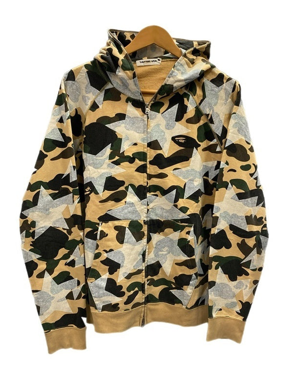 ア ベイシング エイプ A BATHING APE BAPE スター 猿カモ カモフラ 迷彩 フルジップ パーカー パーカ ベージュ Mサイズ 101MT-3048