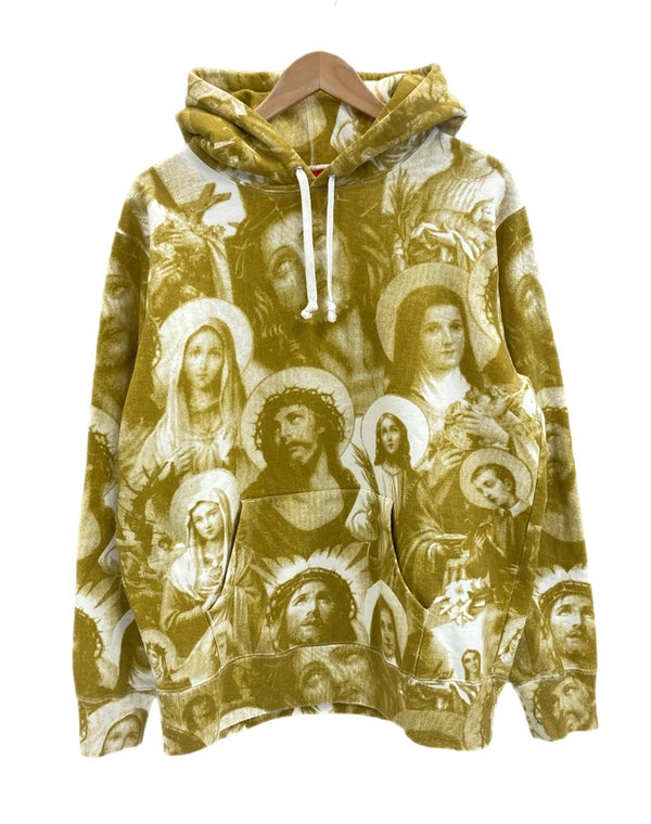 シュプリーム SUPREME Jesus and Mary Hooded Sweatshirt Gold ジーザス マリア キリスト 総柄 フーディ パーカー パーカ イエロー Mサイズ 101MT-4060