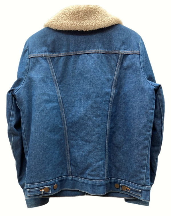 ラングラー Wrangler Boa Denim Ranch Coat ボア デニム ランチ コート ジャケット USA製 ホースマーク 青 74256NV ジャケット ロゴ ブルー Mサイズ 104MT-610