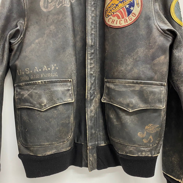 【曜日割引対象外】 アヴィレックス AVIREX A-2 レザー フライトジャケット ジャケット ブラウン 40サイズ 201MT-4518 VB