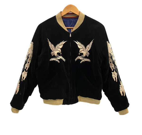 テーラー東洋 TAILOR TOYO 東洋エンタープライズ ALASKA 別珍 アラスカ スカジャン スーベニアジャケット 犬ぞり トナカイ ベロア リバーシブル TT10496 ジャケット ブラック Mサイズ 101MT-5113
