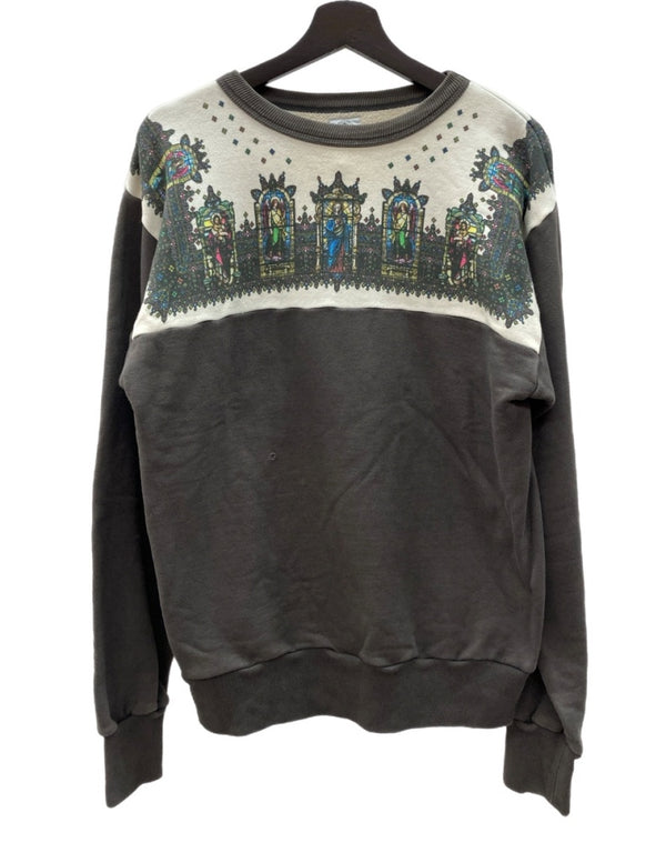 セントマイケル SAINT MICHAEL 21SS Crew Sweat SGlass ステンドグラス トレーナー ダメージ加工 茶 SM-S21-0000-014 スウェット プリント ブラウン Mサイズ 104MT-2206