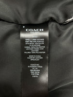 コーチ COACH LEATHER VARSITY JACKET レザー バーシティ ジャケット スタジャン アウター 茶色 黒 F87443 ジャケット ロゴ ブラック Mサイズ 104MT-864