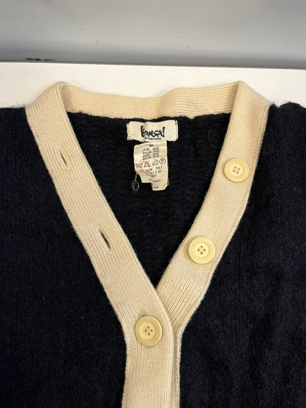 カンサイヤマモト KANSAI YAMAMOTO 山本寛斎 ヴィンテージ ニットワンピース ボーダー Vネック ドッキングデザイン 日本製 レトロ ワンピース ブラック Mサイズ 101LT-167