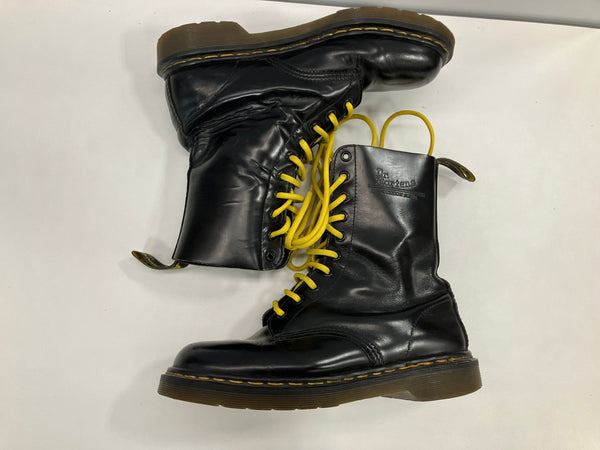 ドクターマーチン Dr.Martens イングランド製 10ホールブーツ イエローステッチ MADE IN ENGLAND  メンズ靴 ブーツ ワーク ブラック UK7 25.5cm 101sh-2033