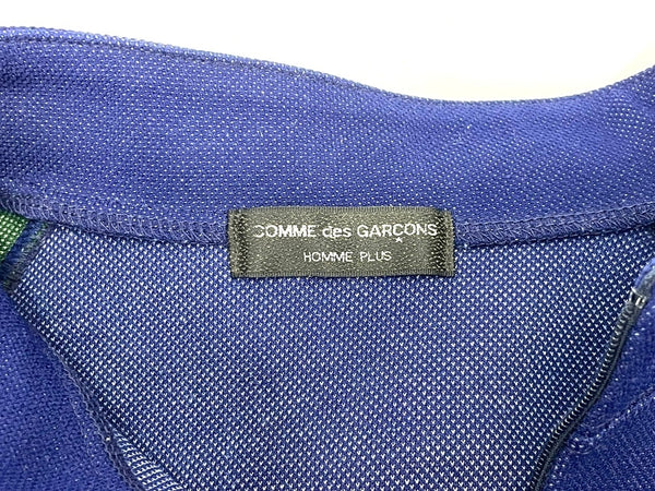 コムデギャルソン COMME des GARCONS HOMME PLUS 03AW カーブ期 ハーフ ZIPUP クレイジーパターン シャツ PK-T005 ロンT ブルー 601MT-20