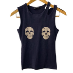 ヒステリックグラマー HYSTERIC GLAMOUR 00s キャミソール スカル柄 初期タグ ノースリーブ ネイビー フリーサイズ 201LT-445