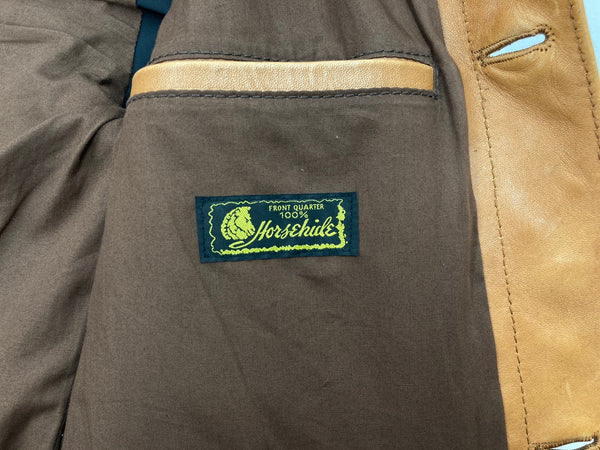 ワイツーレザー Y'2LEATHER PERSIMMON TANNIN DYED HORSE WWII Type JACKET 柿渋 ホース Gジャン 1st 大戦モデル 月桂樹 4つボタン サイズ36 ジャケット 無地 ブラウン 104MT-1464