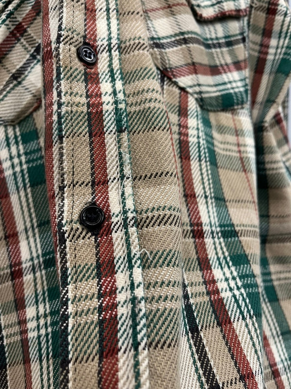 フロストプルーフ FROSTPROOF 70s～ Vintage ヴィンテージ コットン ネルシャツ チェックシャツ  US古着 長袖シャツ ベージュ Mサイズ 101MT-4089