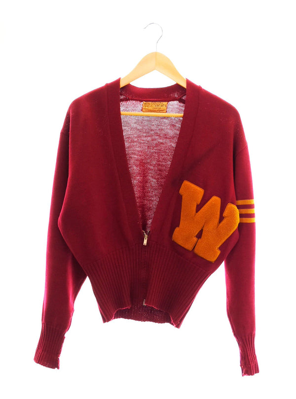 ヴィンテージ Vintage 60s 60's 60年代 Letterman Sweater Lettered Cardigan レタード カーディガン TALON カーディガン ワインレッド 103MT-1641