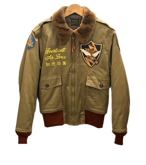 バズリクソンズ BUZZ RICKSON'S Type B-10 SUPERIOR TOGS CORP. 23rd FIGHTER GROUP PATCH & PAINT KHAKI フライトジャケット ミリタリー 40 ジャケット カーキ Lサイズ 101MT-3147