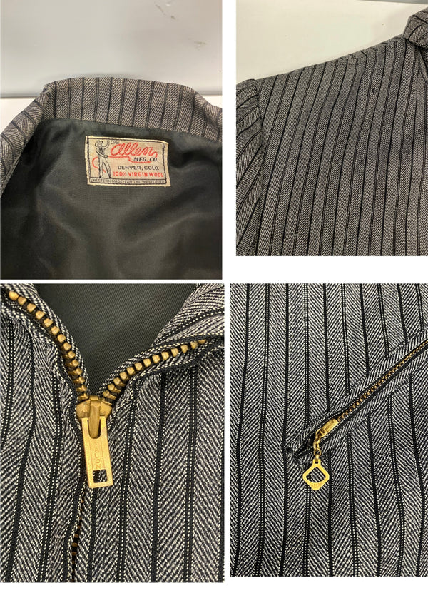 ヴィンテージ vintage 40's 50's 40～50年代 The Allen MFG.CO. ウールギャバジン スポーツジャケット ゴマ塩 ストライプ 菱形TALON ZIP - ジャケット グレー 101MT-4995