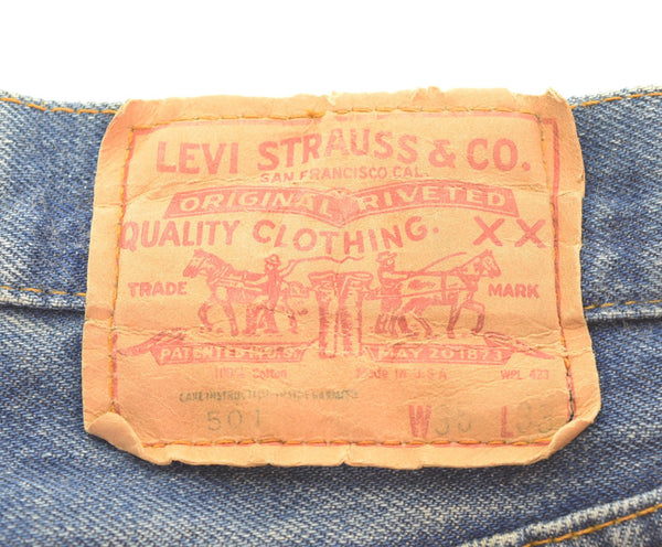 リーバイス Levi's 70s 501 66後期 ボタン裏6 赤耳 70's チェーン セルビッジ デニム ブルー 35/33 103MB-554