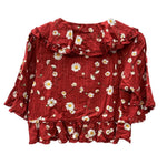 ピンクハウス PINKHOUSE ひなぎく プリント ブラウス 半袖 シャツ ボレロ リボン ピコフリル ビッグカラー 丸襟 コットン 綿 ロリータ ゴスロリ RED 赤 A2133FB 061 カーディガン 花・植物 レッド 104LT-243
