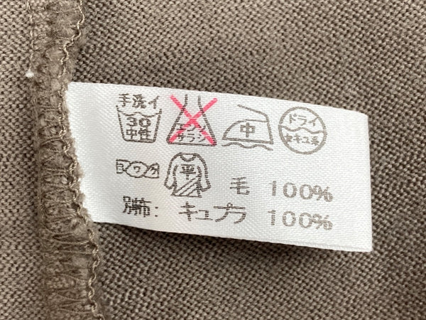 ワイズ Y's フォーリビング for living 薄手 シャツ ブラウス 丸襟フロントボタン 異素材 WOOL ウール 毛 日本製 BEIGE BROWN  カーディガン 無地 ブラウン 104LT-246