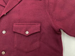 ヴィンテージ vintage 40s~ 40年代 Manhattan マンハッタン ウール オープンカラー 開襟 ロングポイント 朱色 サイズ 2 長袖シャツ 無地 ワインレッド 104MT-1312