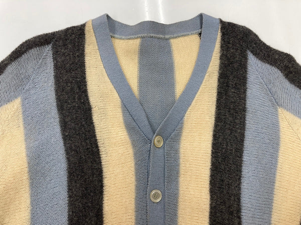 ヴィンテージ vintage ボールドストライプ ワイドストライプ グランジ ニット セーター 水色 灰色 生成り カーディガン ストライプ マルチカラー 104MT-1902