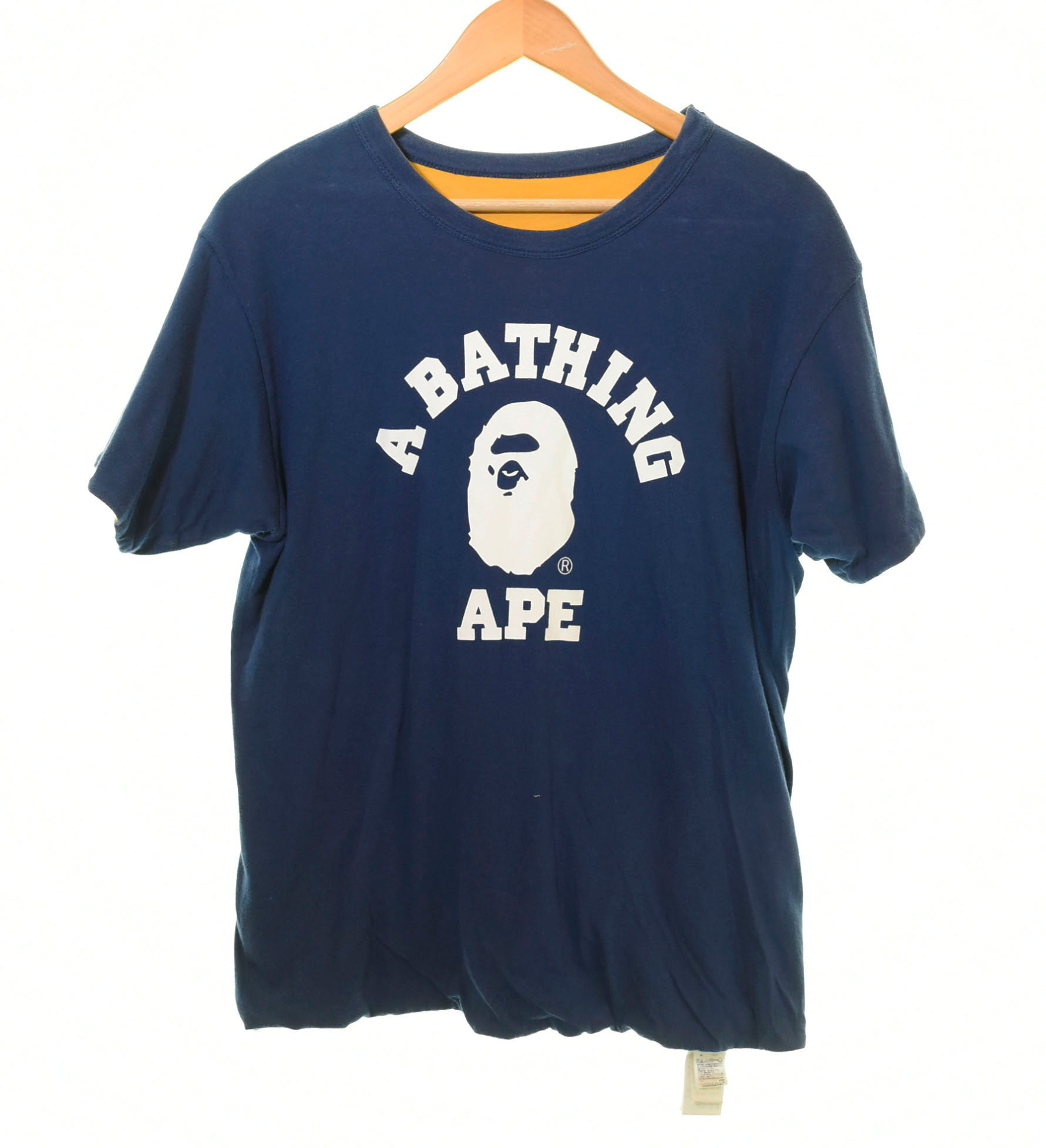 ア ベイシング エイプ A BATHING APE × Champion チャンピオン コラボ ダブルフェイス Tシャツ made in USA  アメリカ製 1923-109-040 Tシャツ ロゴ ネイビー Mサイズ 103MT-675 | 古着通販のドンドンサガール