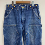 【曜日割引対象外】 カーハート Carhartt ダブルニー ペインターパンツ サスペンダーボタン付き デニム ブルー 34×32サイズ 201MB-974 VB