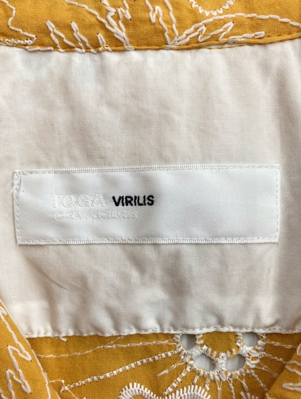 トーガ TOGA VIRILIS 23SS COTTON EMBROIDERY S/S SHIRT エンブロイダリー シャツ キューバ 半袖 刺繍 黄 TV31-FJ305 サイズ 44 半袖シャツ 総柄 イエロー 104MT-1170