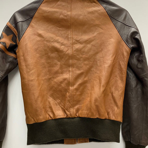 【曜日割引対象外】 ショット SCHOTT レザージャケット ラムレザー スター 袖切替 3181030 ジャケット ブラウン XSサイズ 201MT-4557 VB