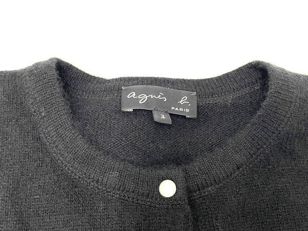 アニエスベー agnes b. カシミヤ プレッション カーディガン ブラック 3 601LT-19