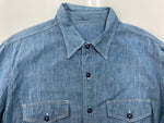 ブッチャープロダクツ BUTCHER PRODUCTS アットラスト  At Last＆Co シャンブレーシャツ ワーク マチ付き 青 サイズ16 長袖シャツ 無地 ブルー 104MT-2259