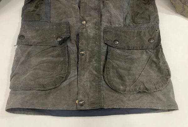バブアー BARBOUR 90's 90年代 3ワラント BORDER ボーダー ワックス コットン オイルドジャケット コート VINTAGE ヴィンテージ 34inchi ジャケット ネイビー 101MT-5259