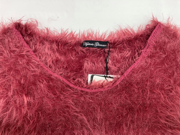 ヒステリックグラマー HYSTERIC GLAMOUR シャギーニット タイト ワンピース ボートネック ワンショルダー オフショルダー 平成 Y2K グランジ 缶バッジ付 PINK ホットピンク ショッキングピンク 0104NS02 セーター 無地 ピンク フリーサイズ 104LT-210