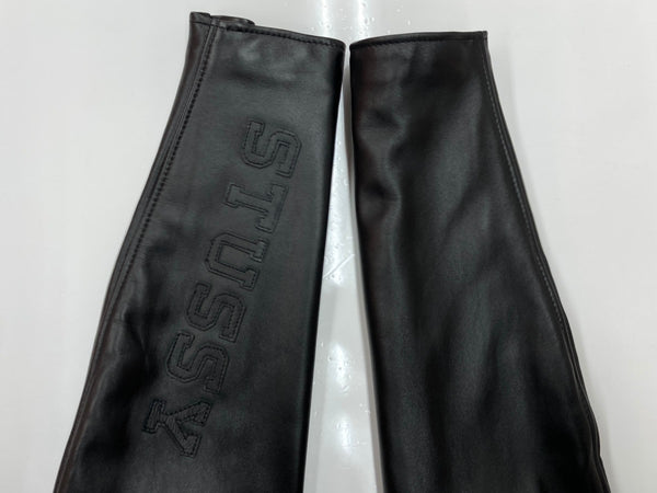 ステューシー STUSSY Schott ショット コラボ シングル ライダース レザー 革ジャン ラムレザー 羊革 USA製 黒 7547 サイズ 38 ジャケット ライン ブラック 104MT-2077