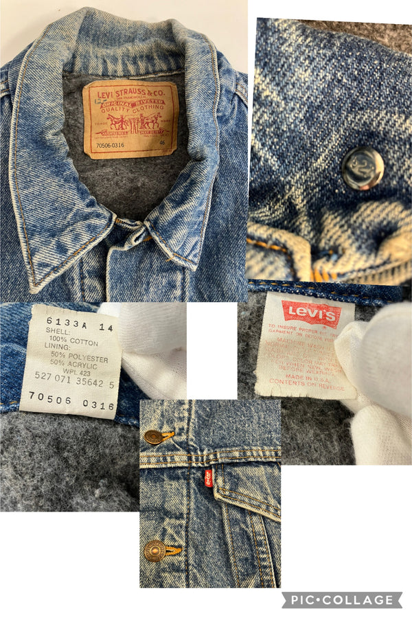 リーバイス Levi's 80’s～90's 80~90年代 ボタン裏527刻印  デニムジャケット Gジャン ブランケット付き MADE IN USA アメリカ製 VINTAGE ヴィンテージ 70506-0316 46 ジャケット ブルー Lサイズ 101MT-4762