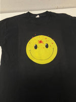 ヴィンテージ vintage 90's 90年代 Head Shot smiley face ぶち抜きスマイル ガンショット アートT 袖裾シングルステッチ Tシャツ ブラック Mサイズ 101MT-4937