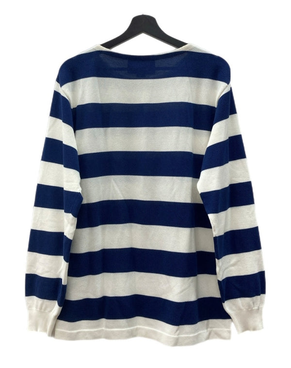 グッチ GUCCI L/S BORDER TEE ボーダー Tシャツ GGロゴ ニット 薄手 長袖 白 青 626048 XKBE5 ロンT ロゴ ホワイト XSサイズ 104MT-1892