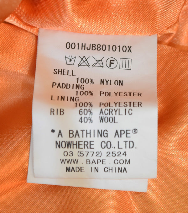 アベイシングエイプ A BATHING APE MA-1 キルティング フライトジャケット 001HJB801010X ジャケット ブラック Mサイズ 103MT-3174