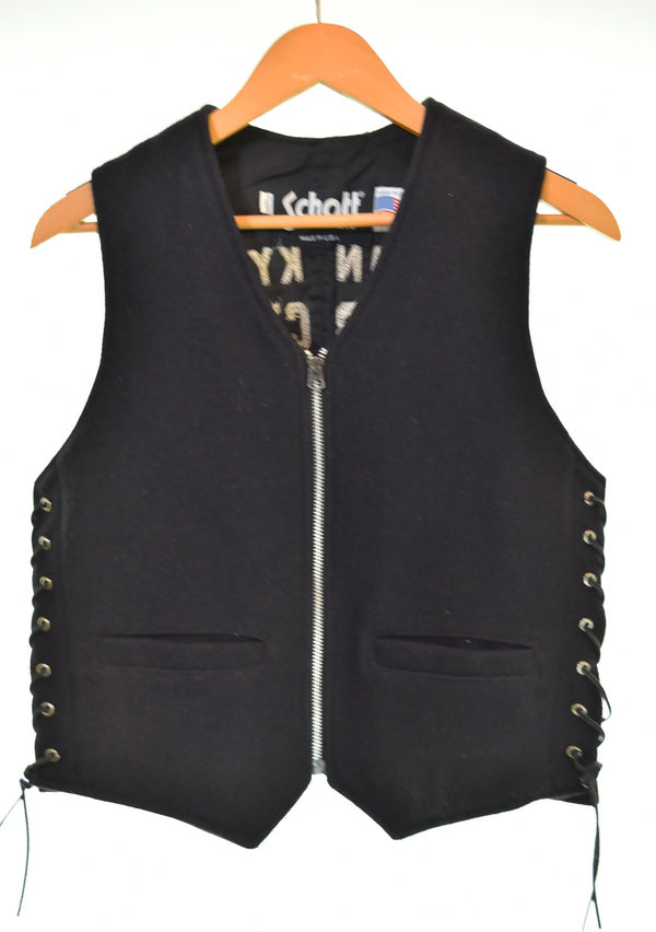 ショット SCHOTT 80'S サイド フリンジ レースアップ ベスト ベスト ブラック Mサイズ 103MT-3369