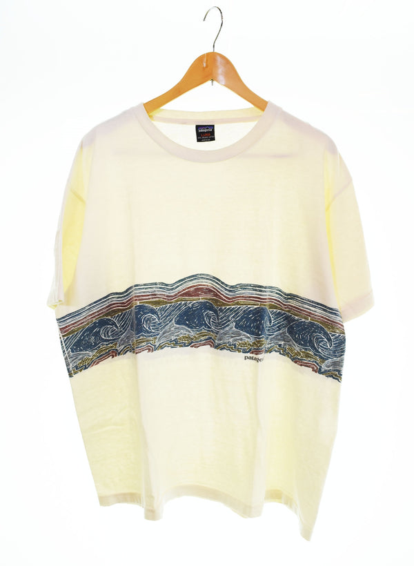 パタゴニア PATAGONIA  90s 90's 90年代 USA製 黒タグ生態系プリントTee 希少 Tシャツ ホワイト Lサイズ 103MT-2746