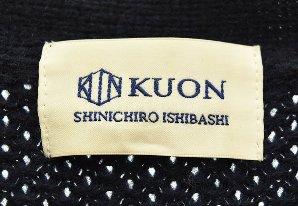 クオン KUON マルチパターンカーディガン  ハンドステッチ 142KNO12900 カーディガン ネイビー 3Lサイズ 103MT-2688
