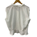 カネコイサオ kaneko isao ワンダフルワールド リボン ブラウス フリル パールボタン 半袖シャツ ホワイト 201LT-434