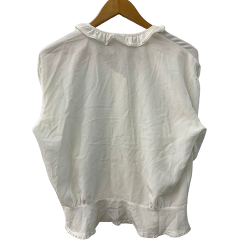 カネコイサオ kaneko isao ワンダフルワールド リボン ブラウス フリル パールボタン 半袖シャツ ホワイト 201LT-434