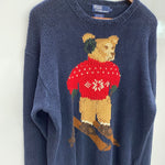 【曜日割引対象外】 ラルフローレン POLO RALPH LAUREN ポロベア HAND KNIT ニット セーター ネイビー Mサイズ 201MT-4270 VB