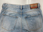 ディーゼル DIESEL STRAIGHT LOOSE FITTING DENIM PANTS ストレート ルーズ フィット デニム パンツ ボタンフライ パッチ ダメージ 青 ロゴ A03564 デニム ブルー サイズ 32 104MB-162
