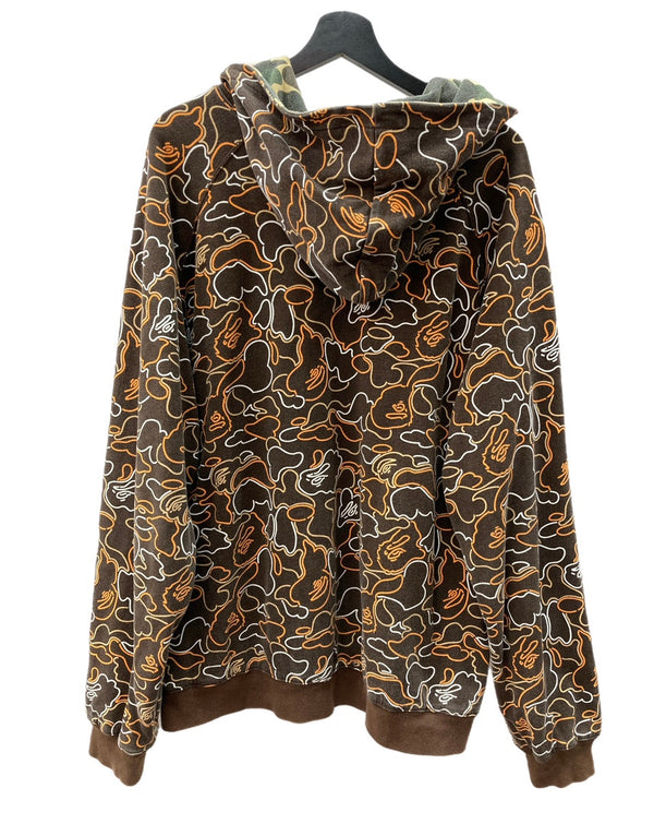 アベイシングエイプ A BATHING APE REVERSIBLE CAMO Hoodie リバーシブル カモ フーディ 緑 茶 -- パーカ カモフラージュ・迷彩 ブラウン 104MT-2098
