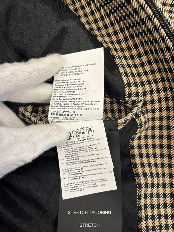 ヒューゴボス HUGO BOSS Mid Season windbreaker ミッドシーズン ウィンドブレーカー 千鳥格子 50497527 UK48 ジャケット ベージュ 101MT-4988