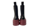 ボッテガヴェネタ BOTTEGA VENETA TIRE BOOT MILITARY CALF タイヤ ブーツ ミリタリー カーフ アンクル 厚底 革靴 赤 黒 630284 VBS50 1507 メンズ靴 ブーツ サイドゴア ブラック サイズ 42 104S-977