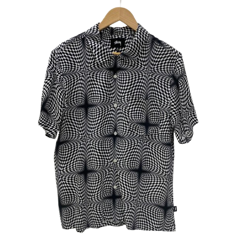 ステューシー STUSSY Psychedelic Checker Shirt 半袖シャツ ホワイト Mサイズ 201MT-3906