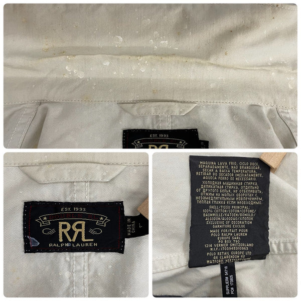 【曜日割引対象外】 ダブルアールエル RRL WHITE HBT PAINT COVERALL ヘリンボーン ジャケット ホワイト Lサイズ 201MT-4321 VB