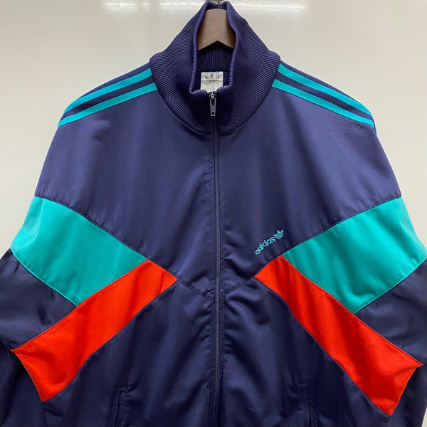 【曜日割引対象外】 アディダス adidas 80's 90's トラックジャケット ジャージ ネイビー Lサイズ 201MT-4739 VB